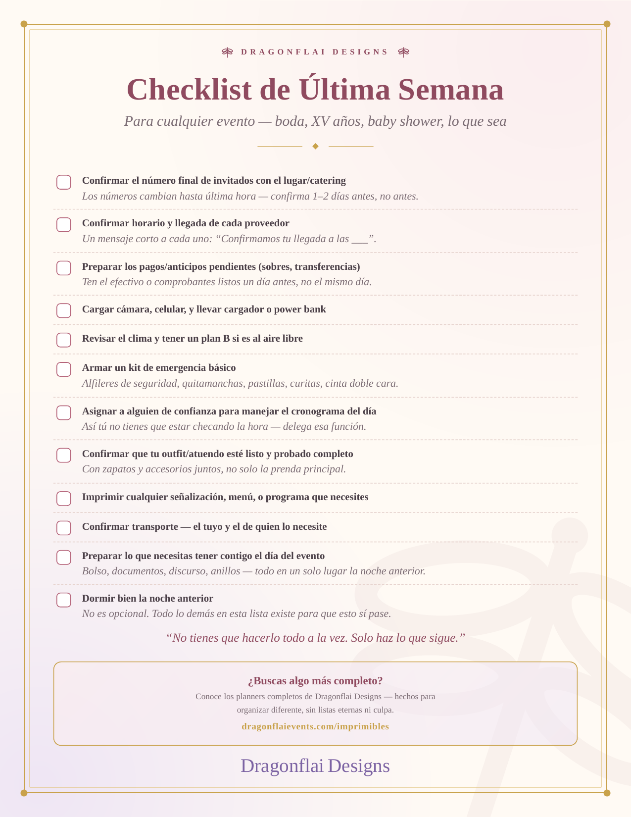 Checklist Última Semana